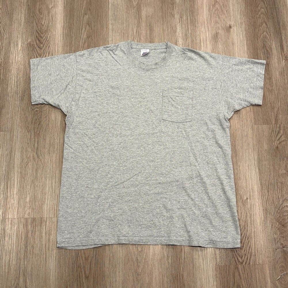 Vintage 90s BVD Selvedge Pocket Tee T-Shirt Men's Size XXL Heather Grey USA Made